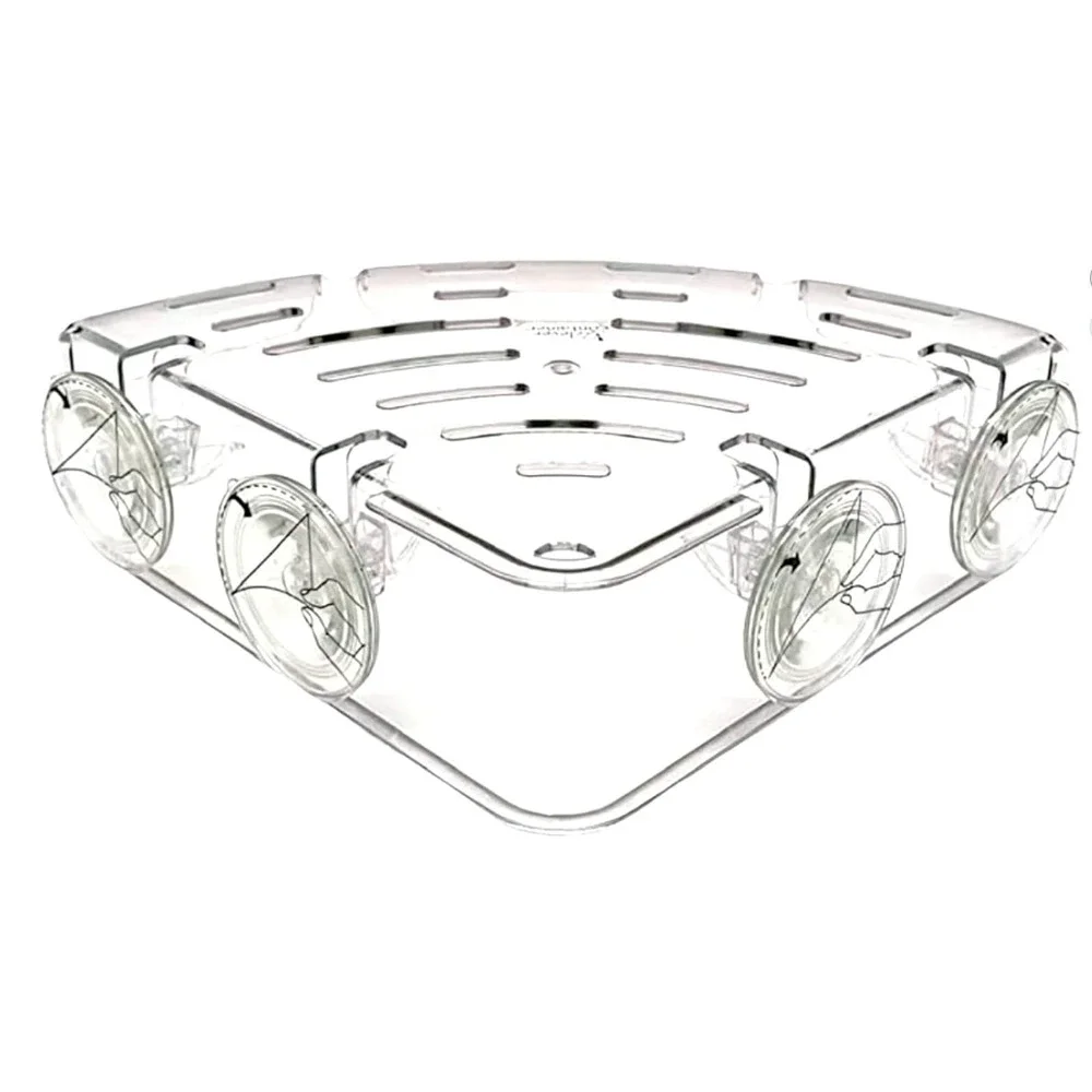 Acrylic Corner Shelf- 10 x 3 x 3, Suction & Adhesive Attachment, Bathroom,‎ Dorm